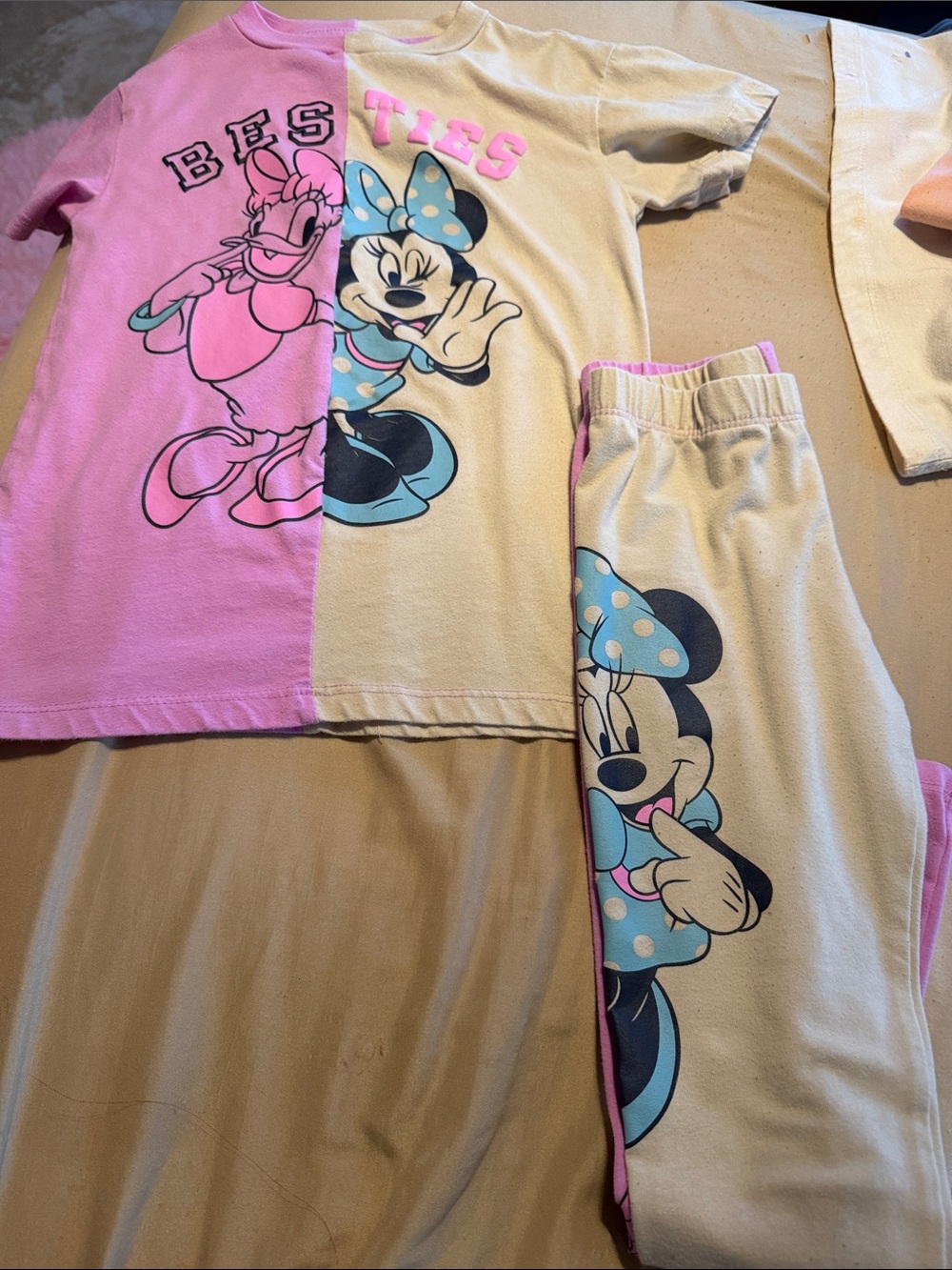 Disney Split Pink and Cream Minnie Mouse Pajama Set